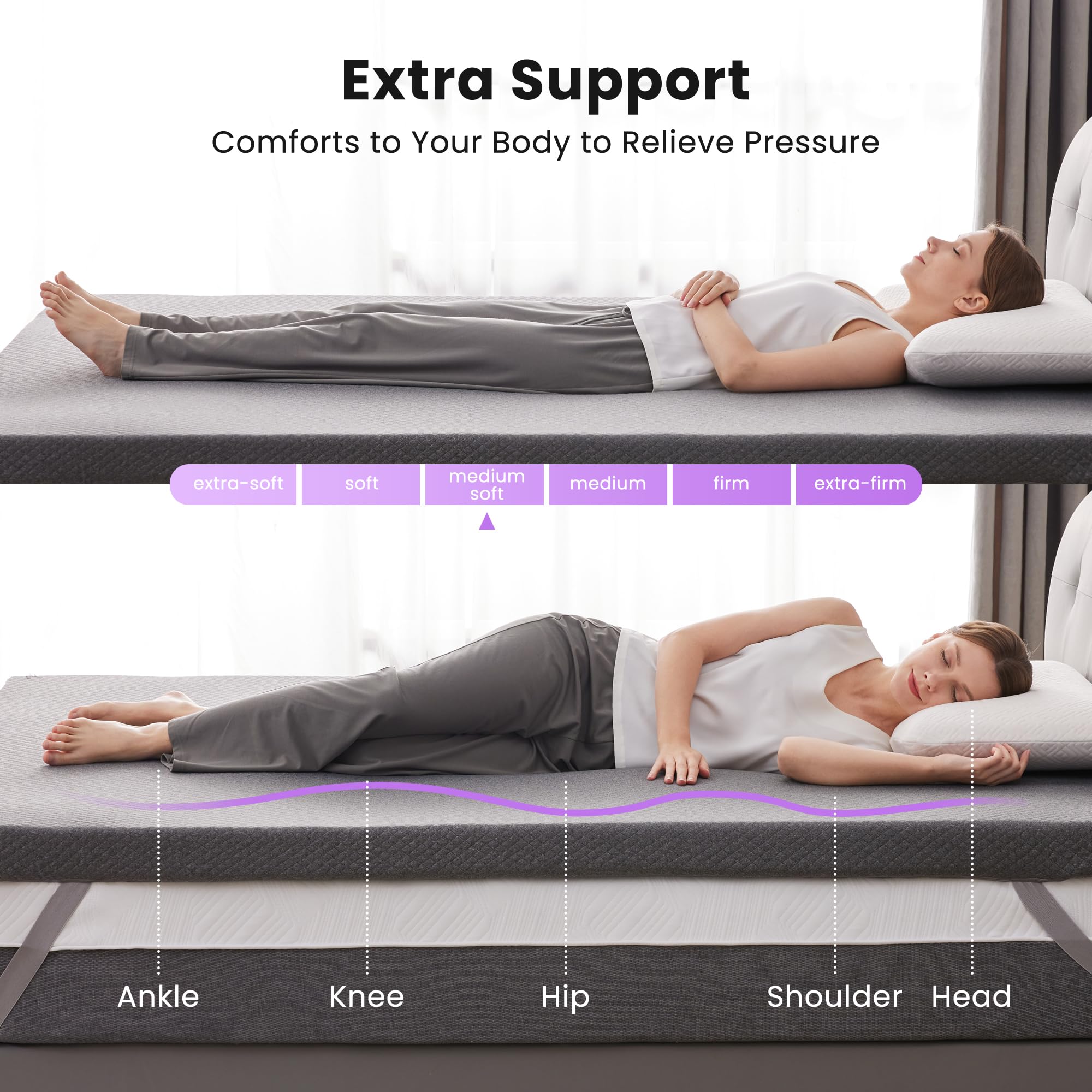 SINWEEK gel memory foam close-up shows contouring support.
