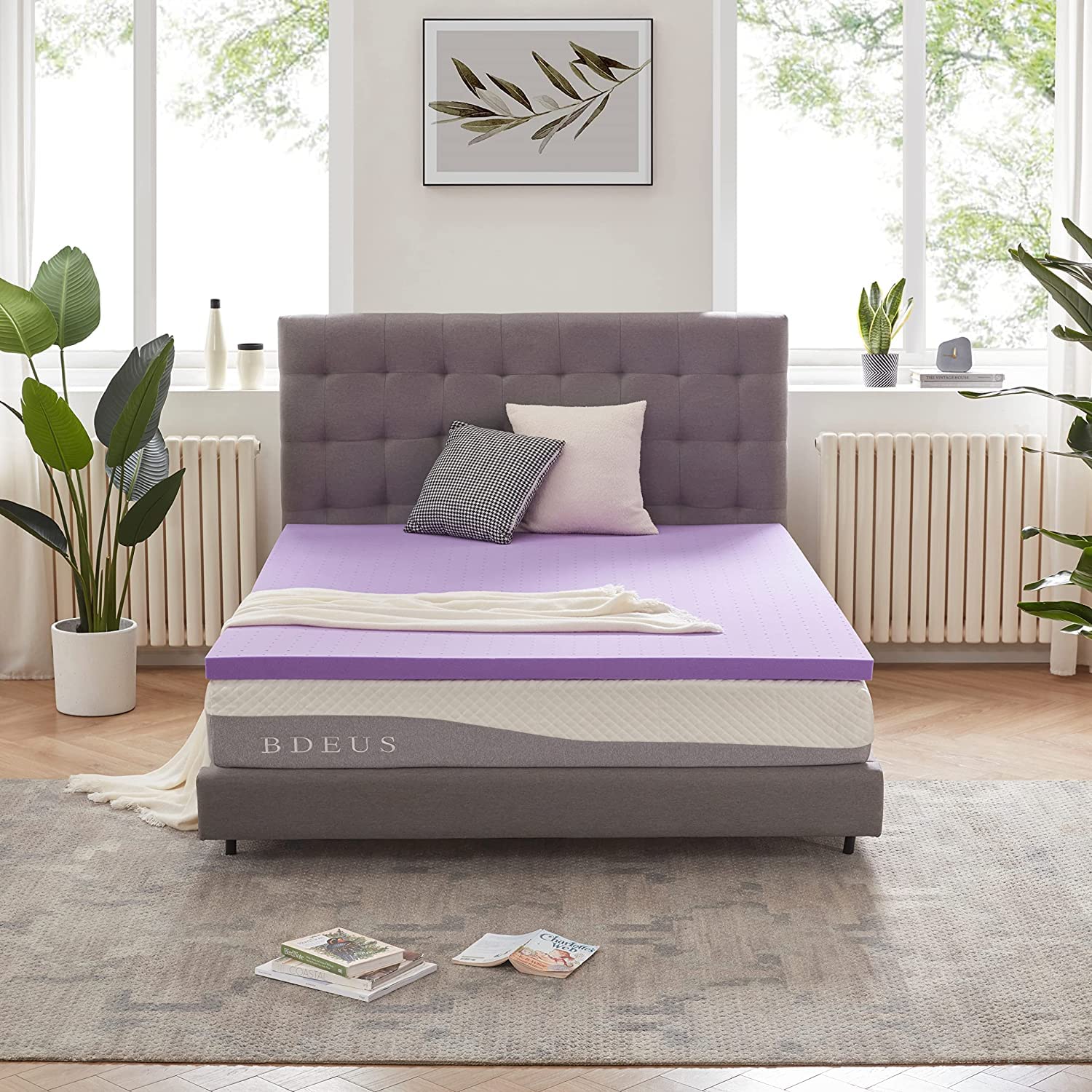 SINWEEK gel memory foam topper front view shows slim profile for comfort