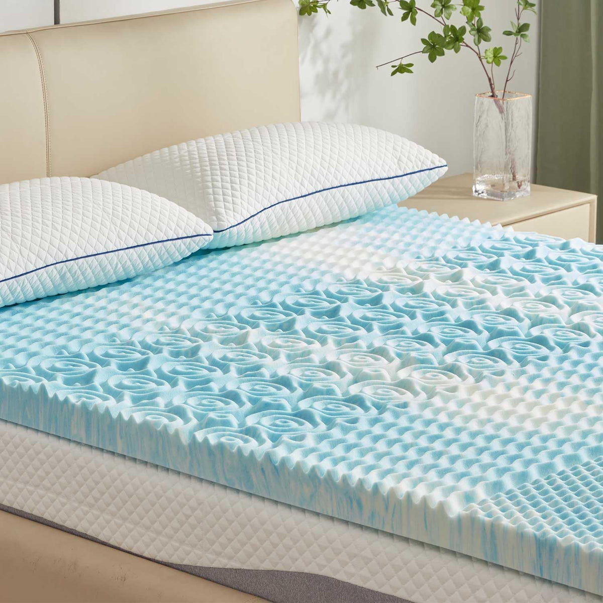 SINWEEK mattress topper swirl memory foam 1.5-inch contours the body for pressure relief