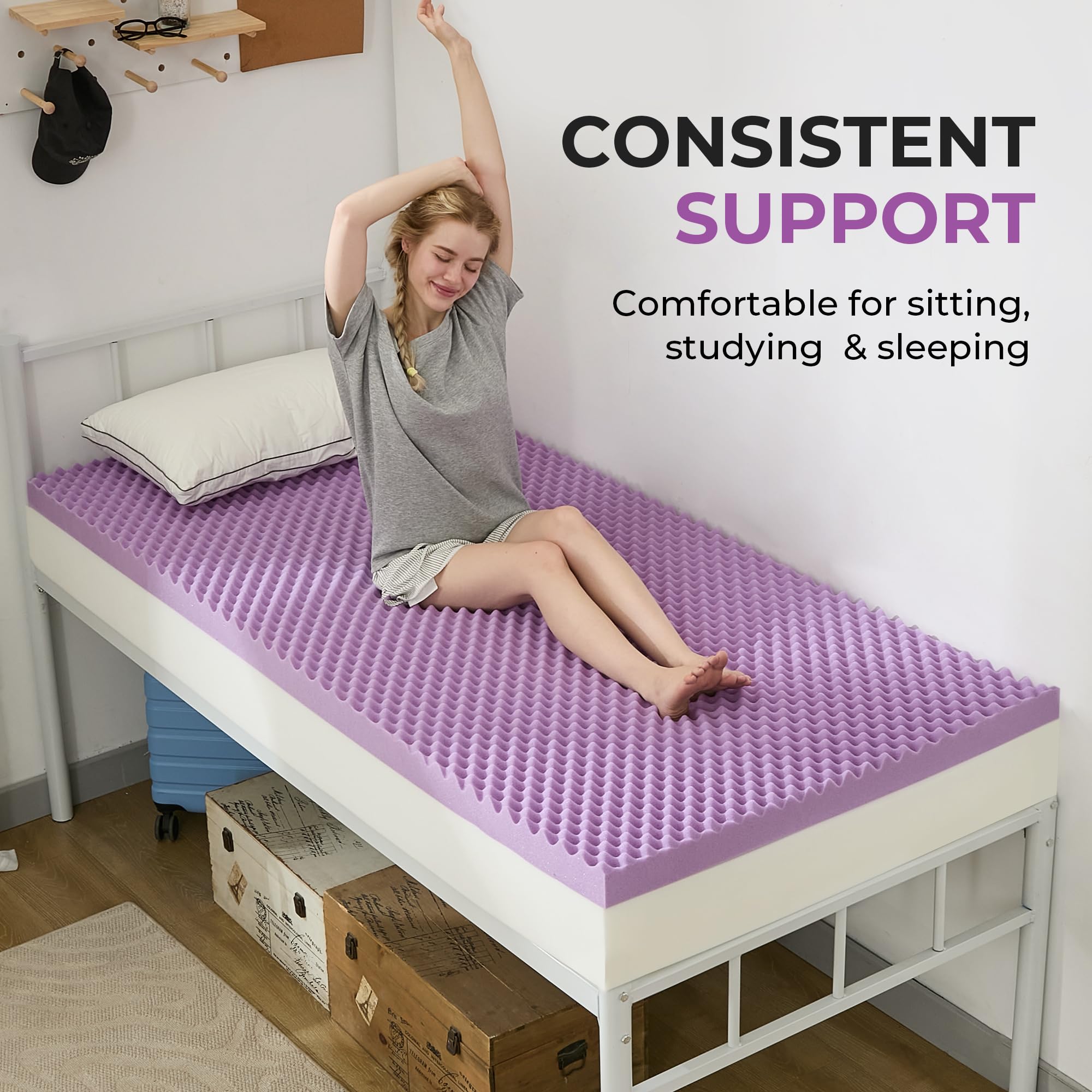 SINWEEK memory foam topper with cooling gel layer promoting airflow for cooler nights.