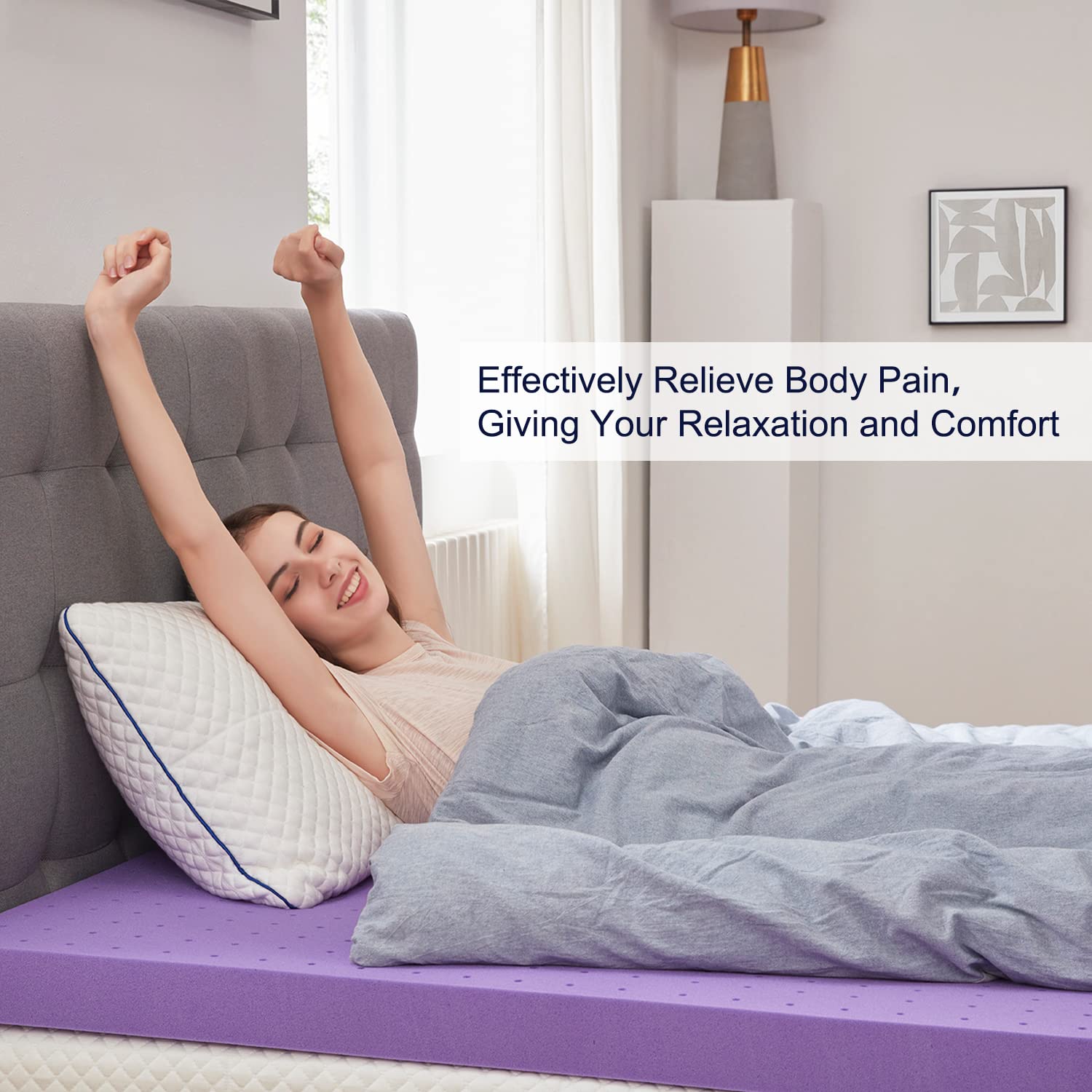 SINWEEK memory foam topper expands flat after opening for quick setup