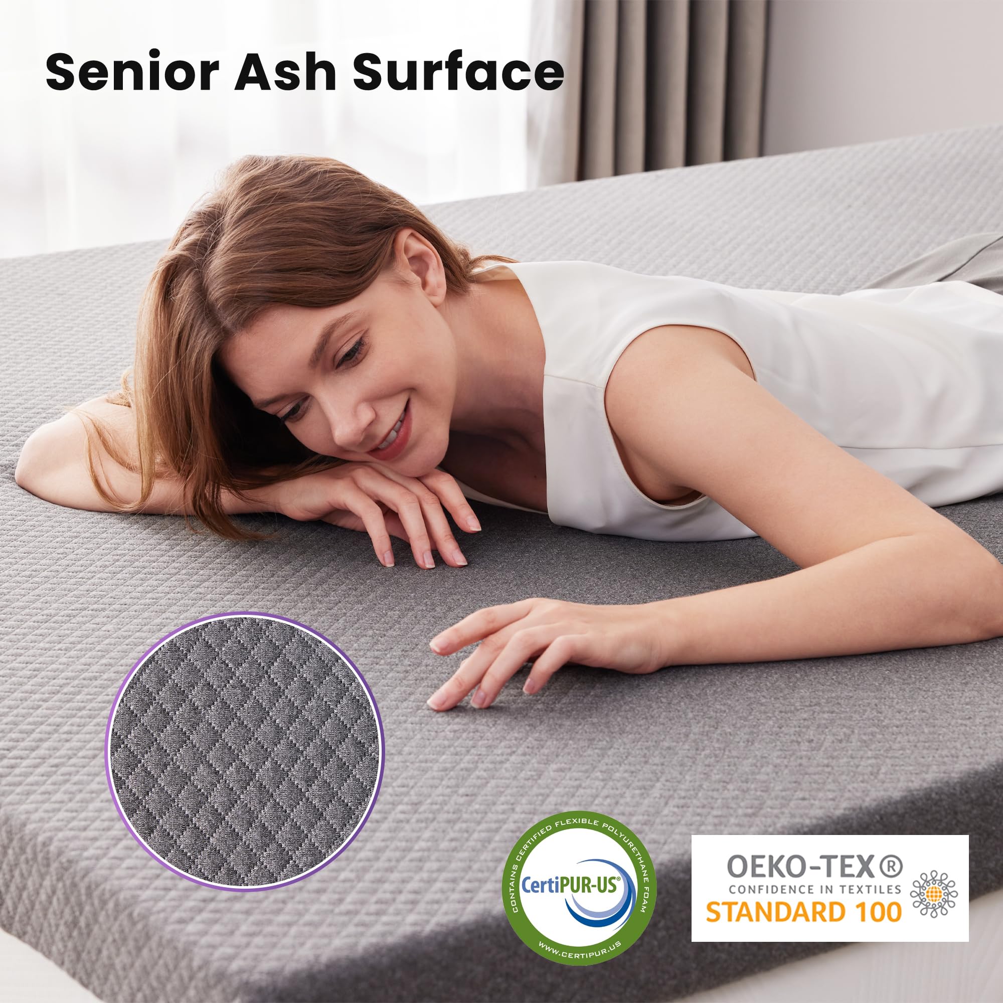 Removable cover with zipper enables easy cleaning.