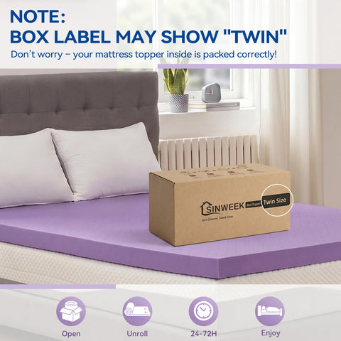 SINWEEK soft topper on a dorm Twin XL bed adds plush support.