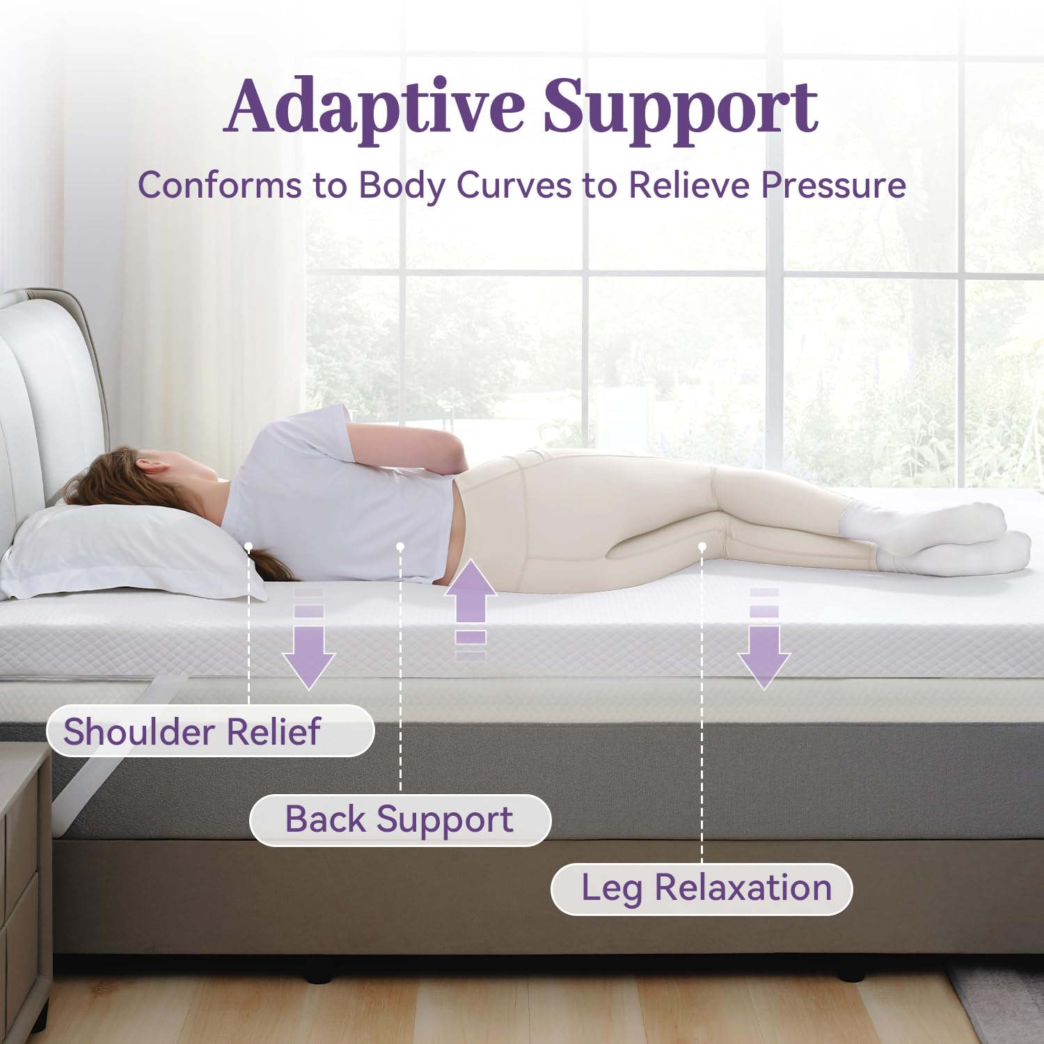SINWEEK ventilated memory foam topper provides breathable support for better sleep.