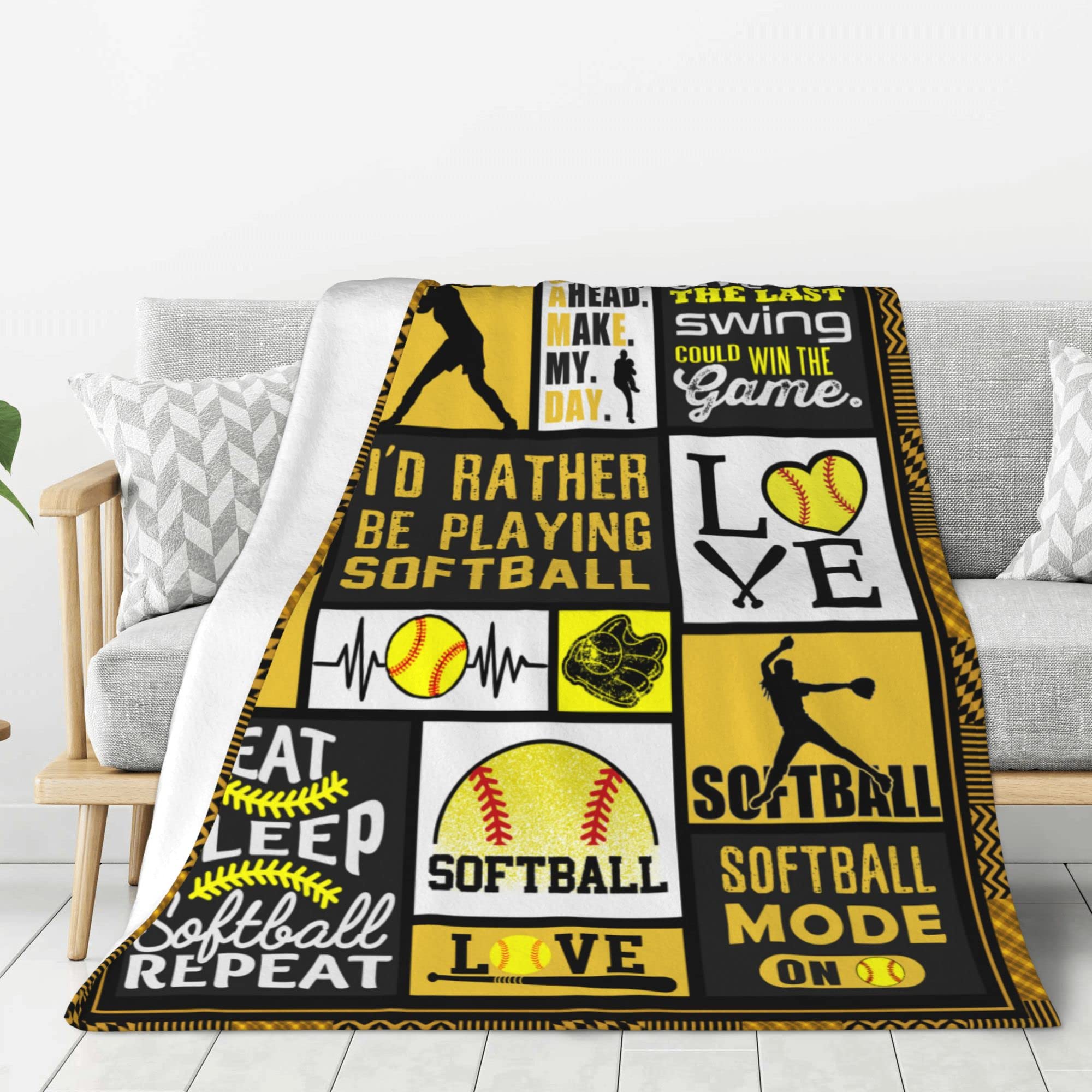 SIOQCKIS Softball Blanket 60x50-inch layout offers lounge comfort