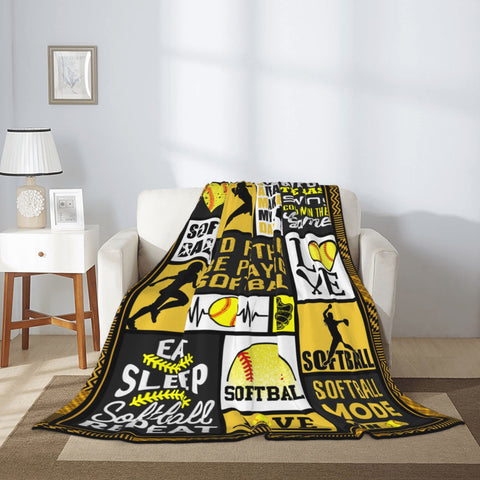SIOQCKIS Softball Blanket on bed or sofa for relaxing evenings