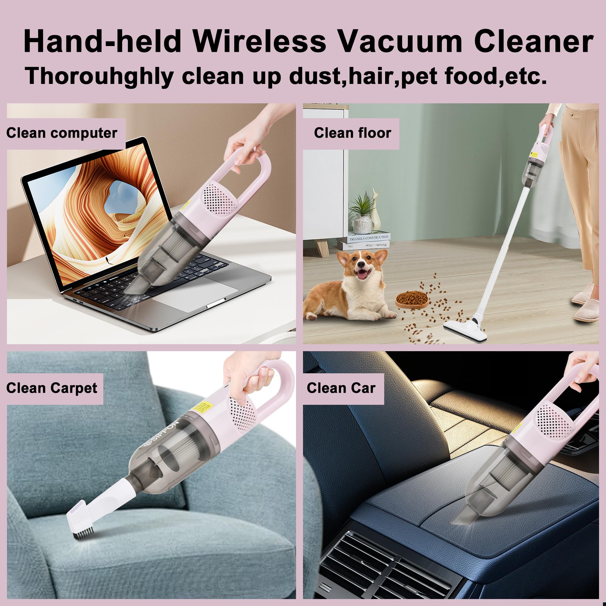 SIPPON 6-in-1 cordless vacuum with floor brush rotation for edge-to-edge cleaning.