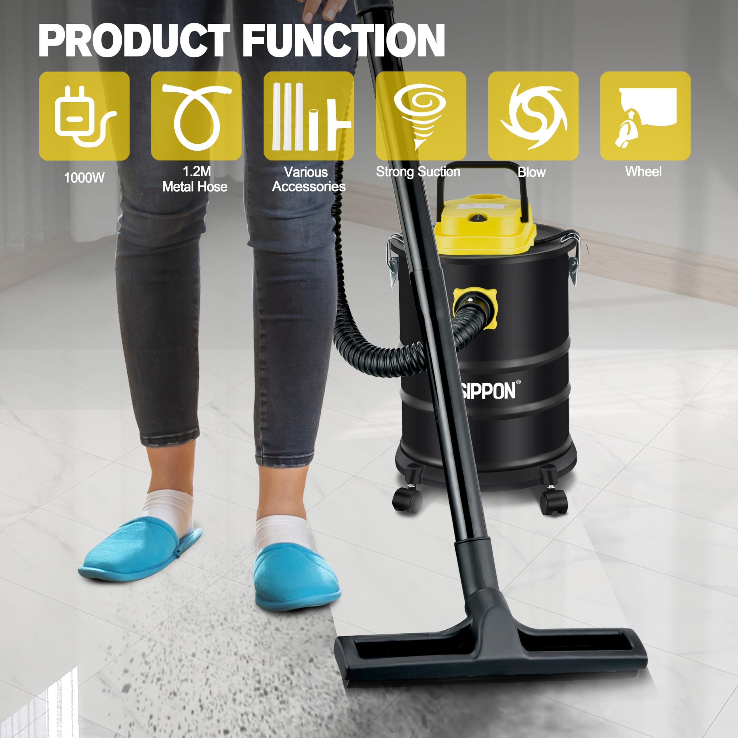SIPPON ash vacuum with HEPA filtration keeps dust contained.