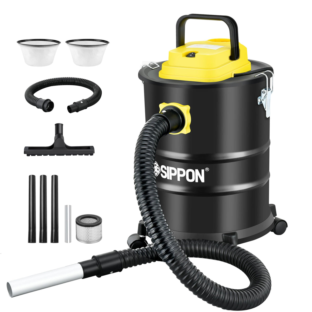 SIPPON ash vacuum cleaner extension hose reaches tight fireplace corners for thorough cleanup.
