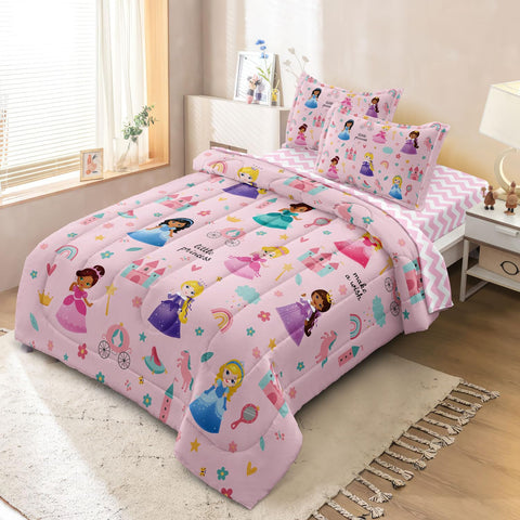 SIRDO Kids Magical Princess flat sheet in pink tones, smooth texture