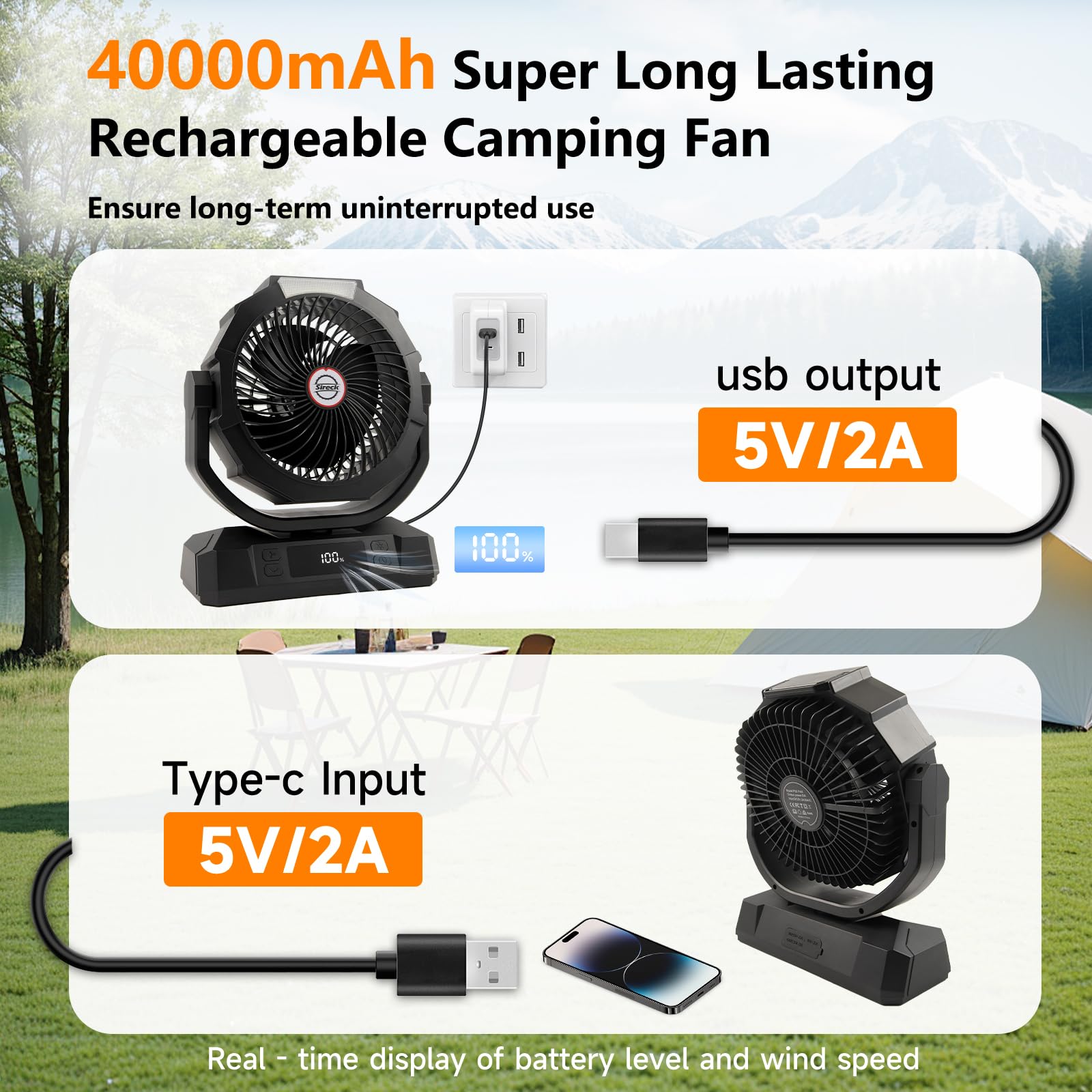 Sireck tent fan sleep timers 1h-8h for customized use.