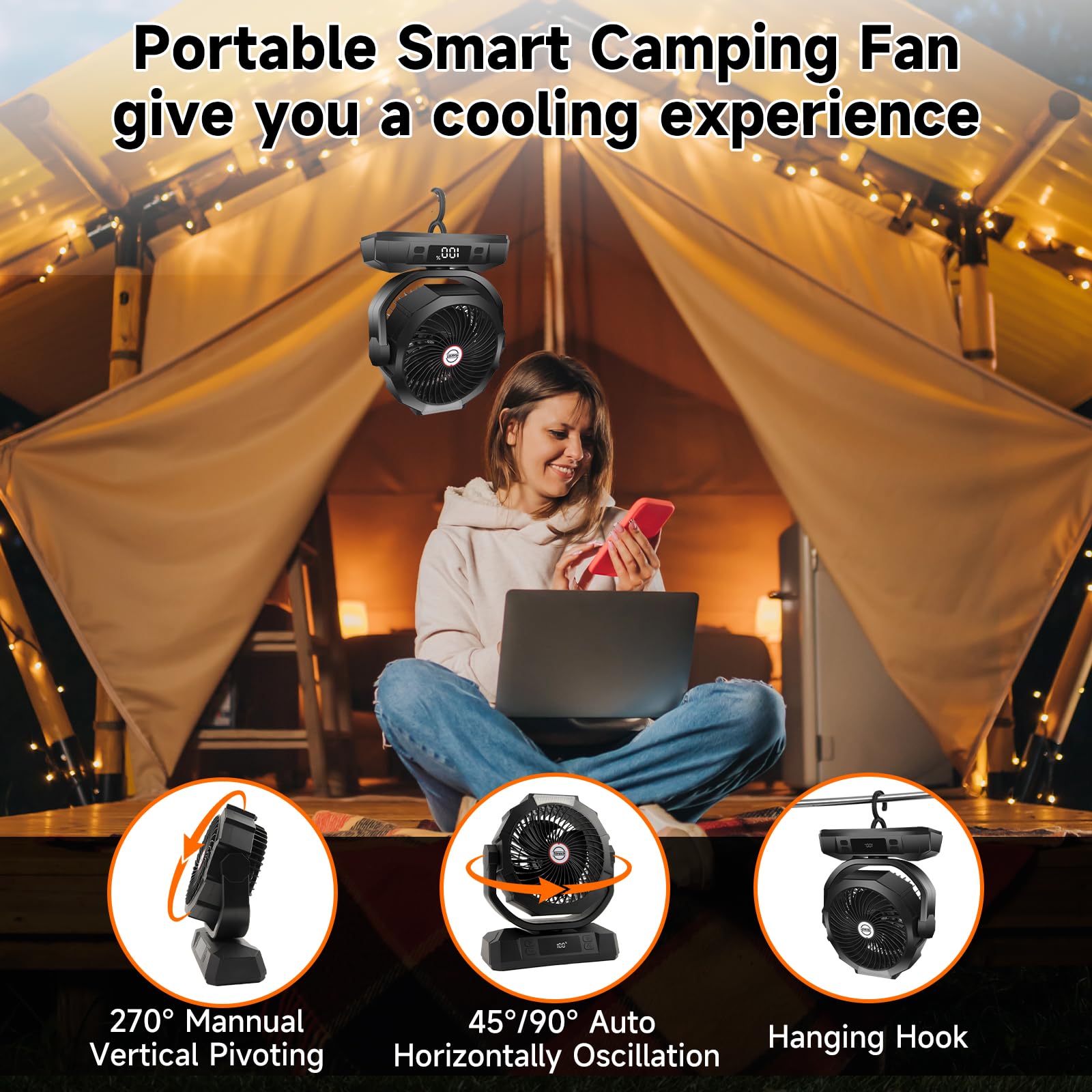 Sireck camping fan remote control for convenient tent use.