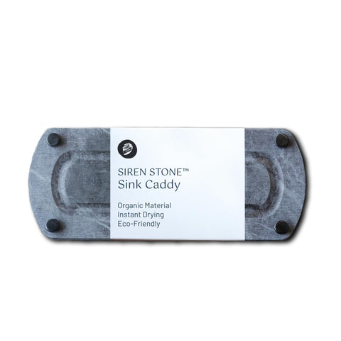 Siren Stone sink caddy shows diatomaceous earth tray absorbing water quickly.