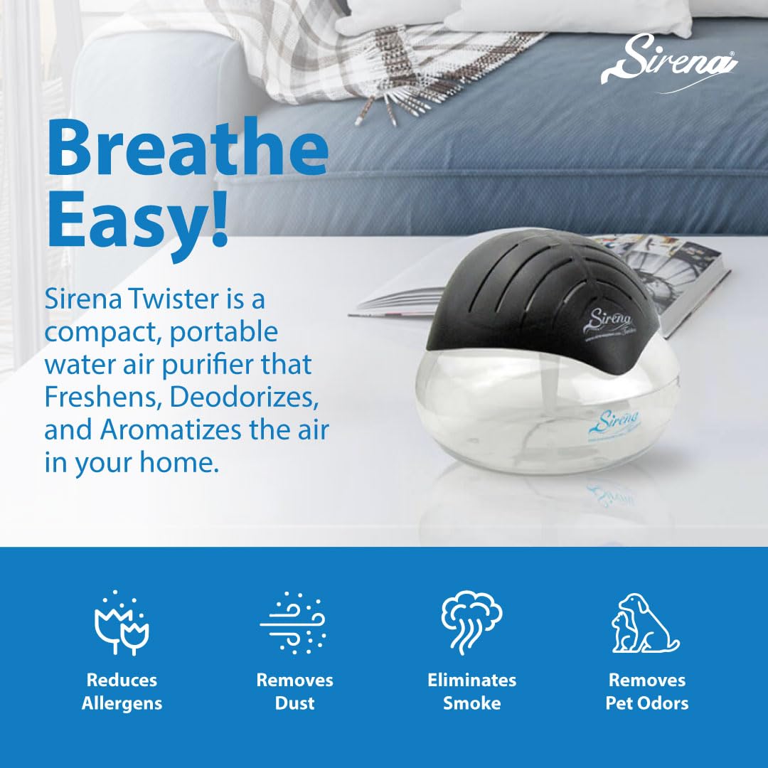 Sirena Twister aroma diffuser with pine, tropical, apple, or eucalyptus scents