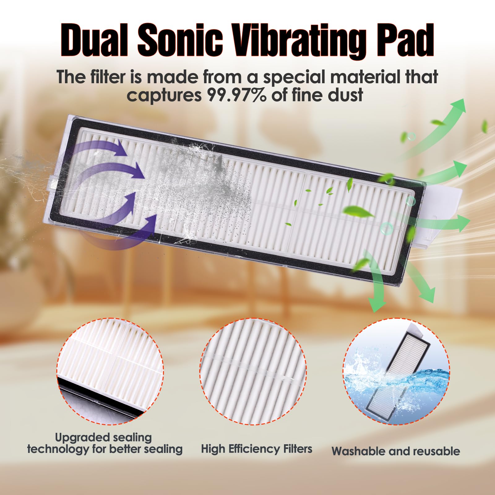 Siryele S8 MaxV Ultra dust bag helps trap pollutants and odors