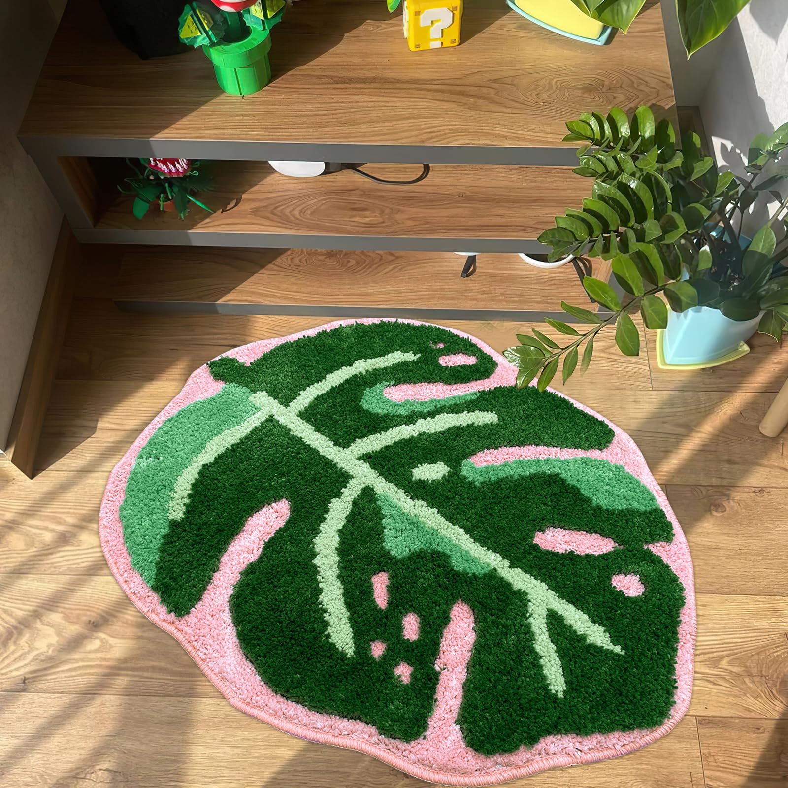 Sisher green pink colorway adds tropical style to bathrooms.
