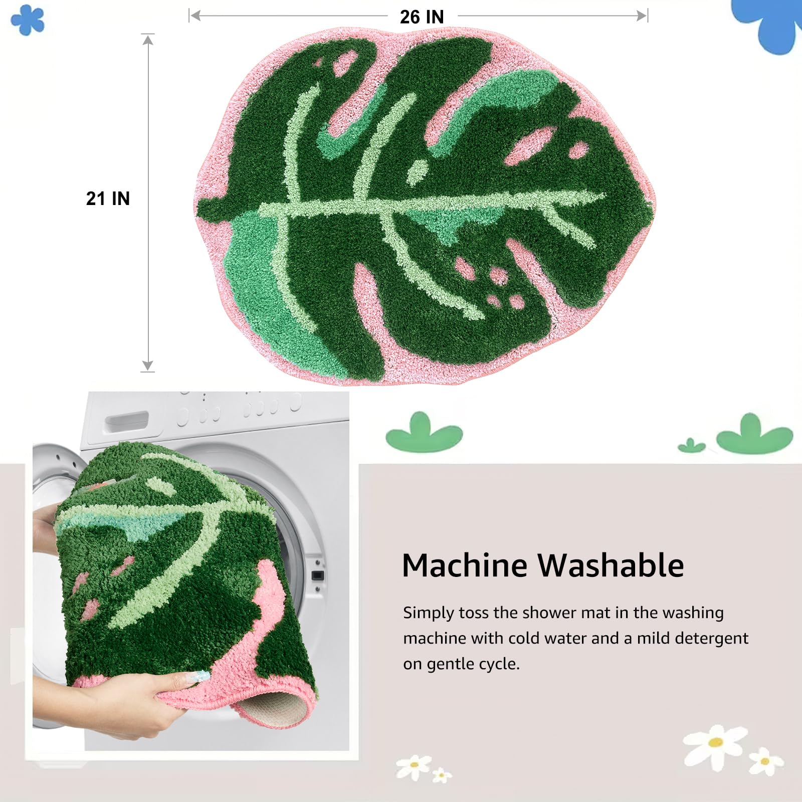 Sisher leaf rug is machine washable for easy care.