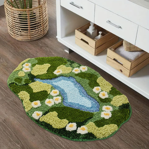 Sisher Moss Bath Mat machine washable for easy cleaning and care.