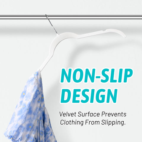 Sishynio 30-pack velvet hangers demonstrate compact wardrobe efficiency.