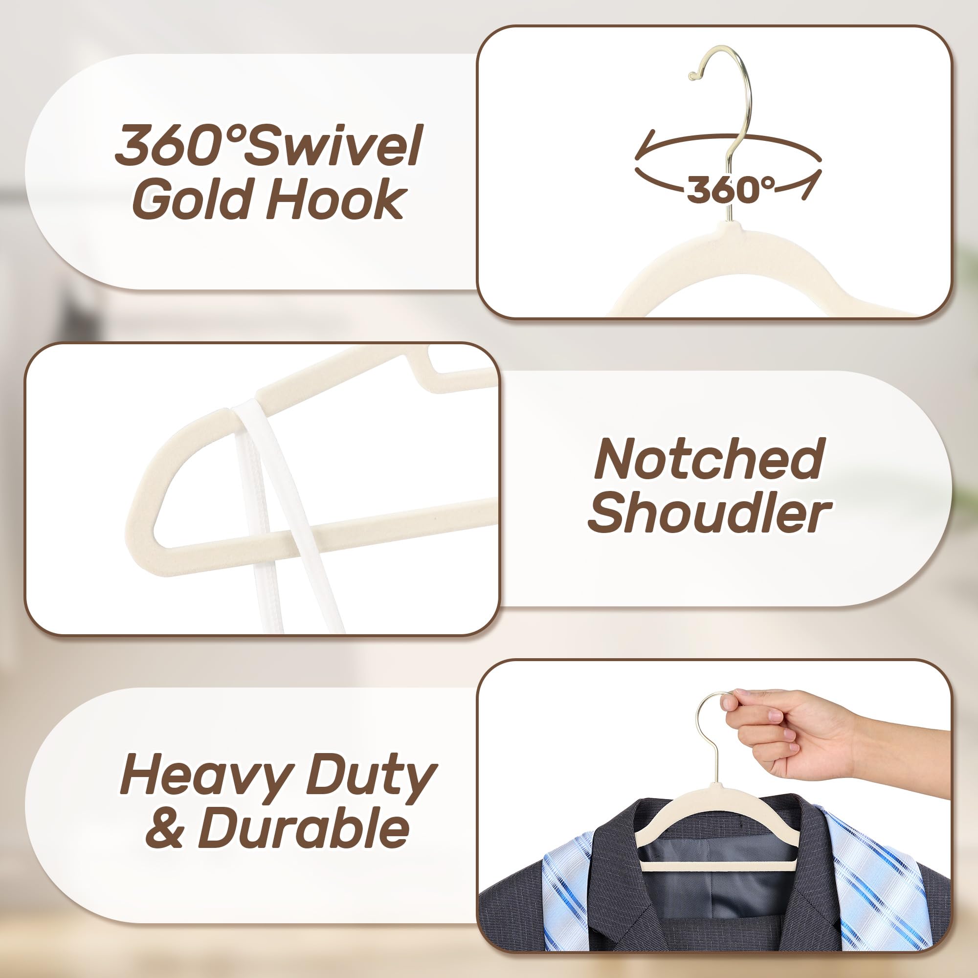 Sishynio non-slip flocked hanger closeup shows grip ideal for delicate fabrics.