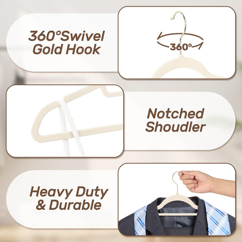 Sishynio non-slip flocked hanger closeup shows grip ideal for delicate fabrics.