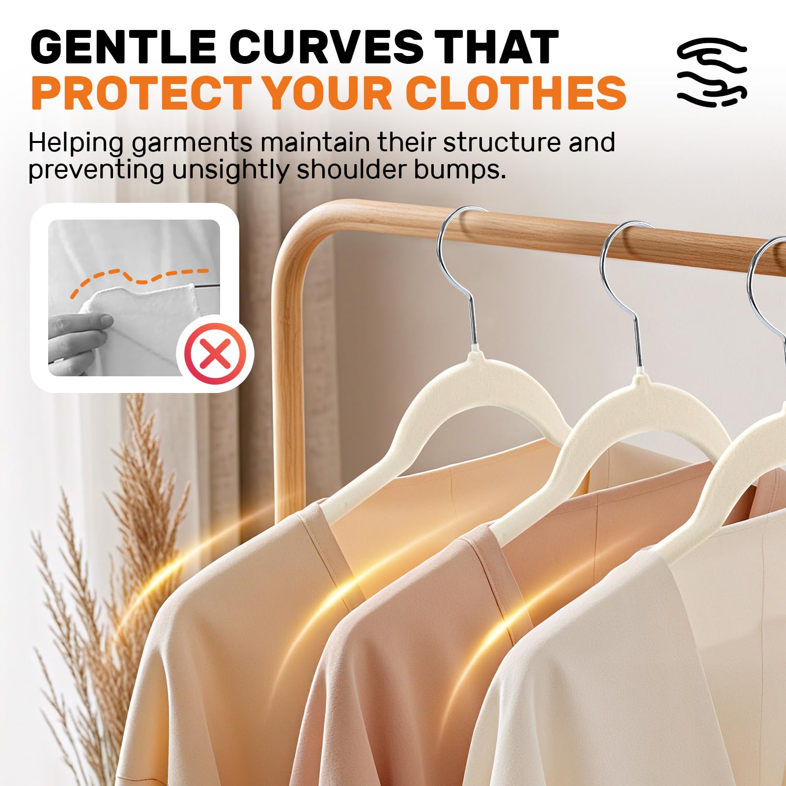 Sishynio non-slip flocked surface prevents slipping on delicate fabrics.