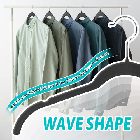 Sishynio notched-shoulders velvet hangers prevent slipping.