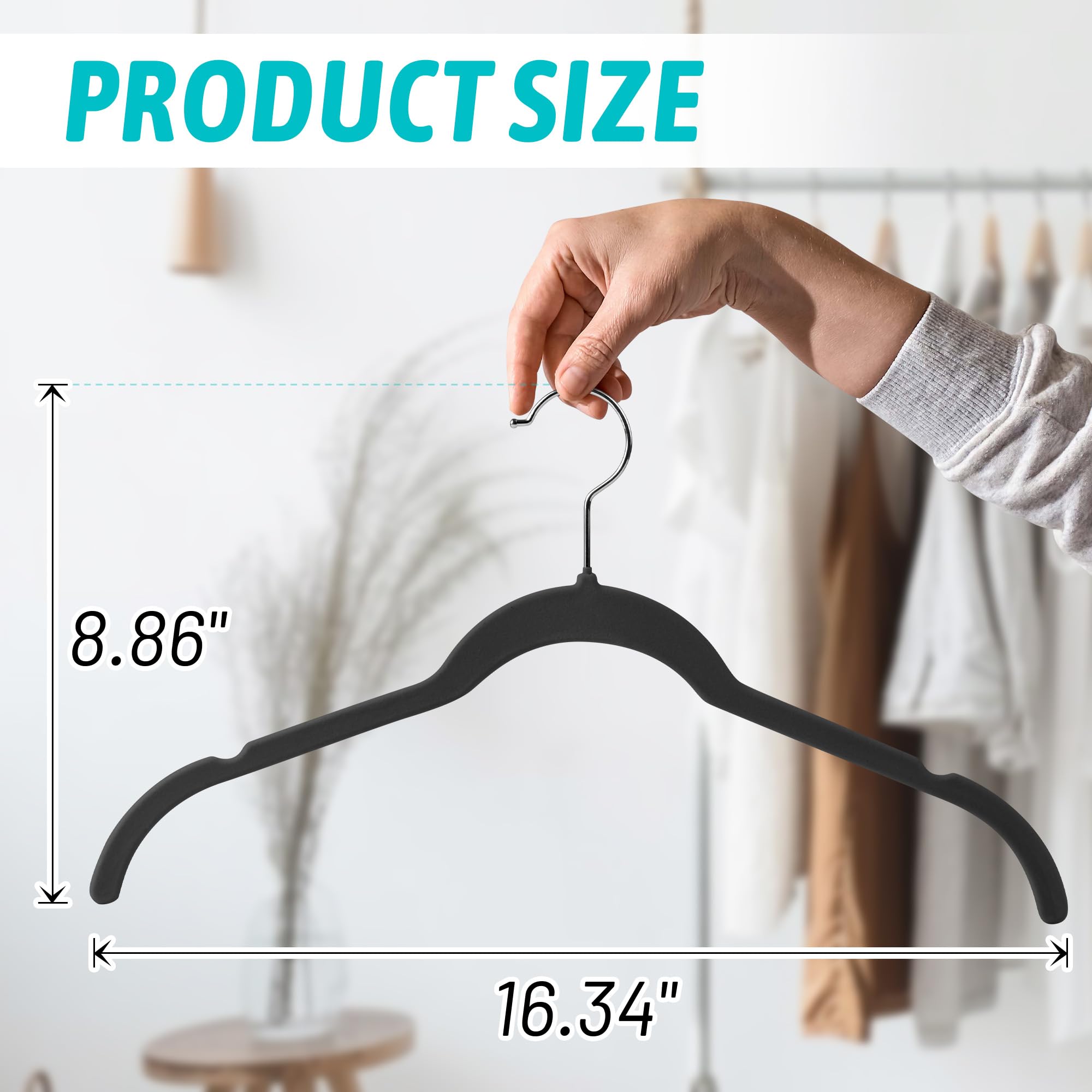 Sishynio velvet hangers with 360-degree hook for easy access.