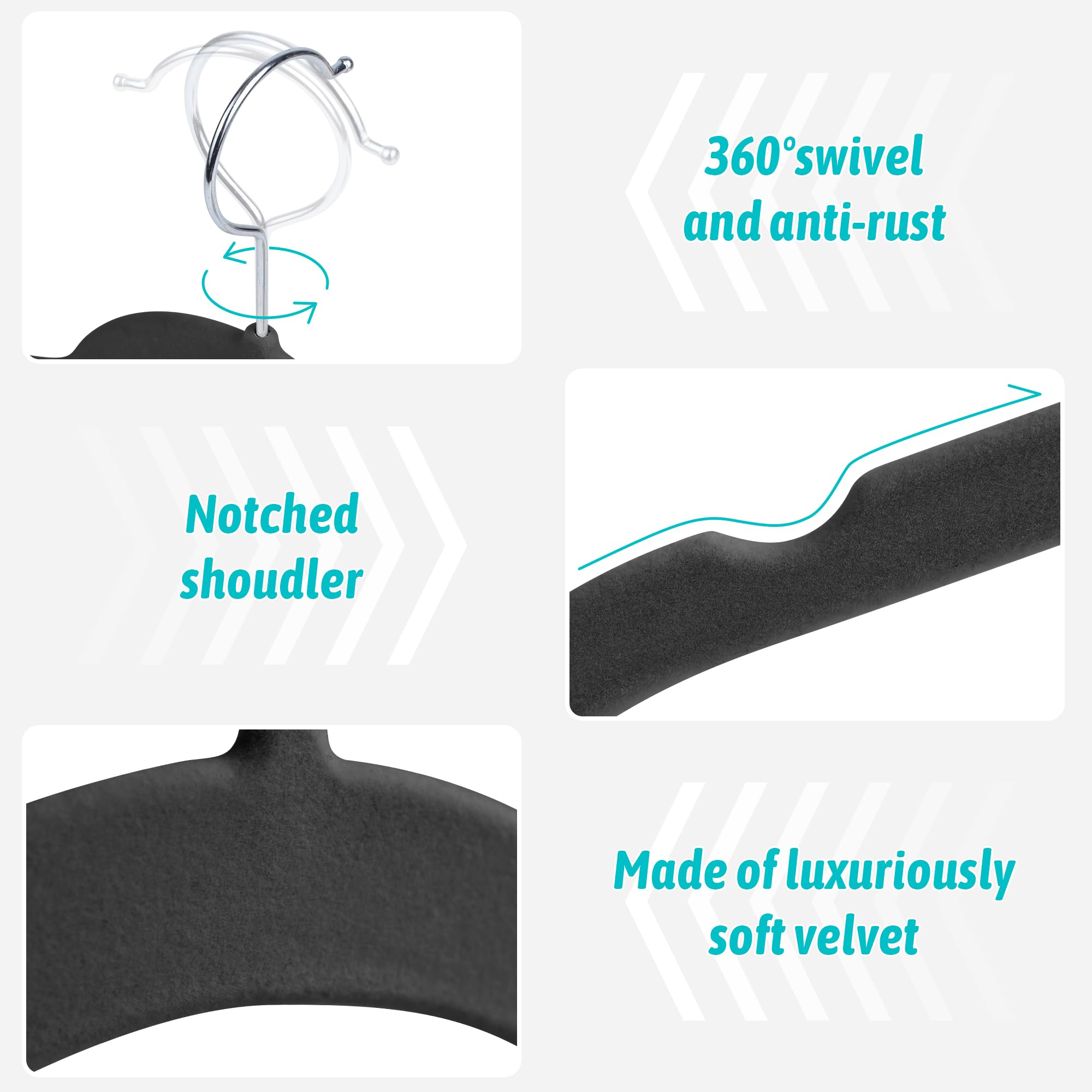 Sishynio slim-profile velvet hangers maximize closet space.