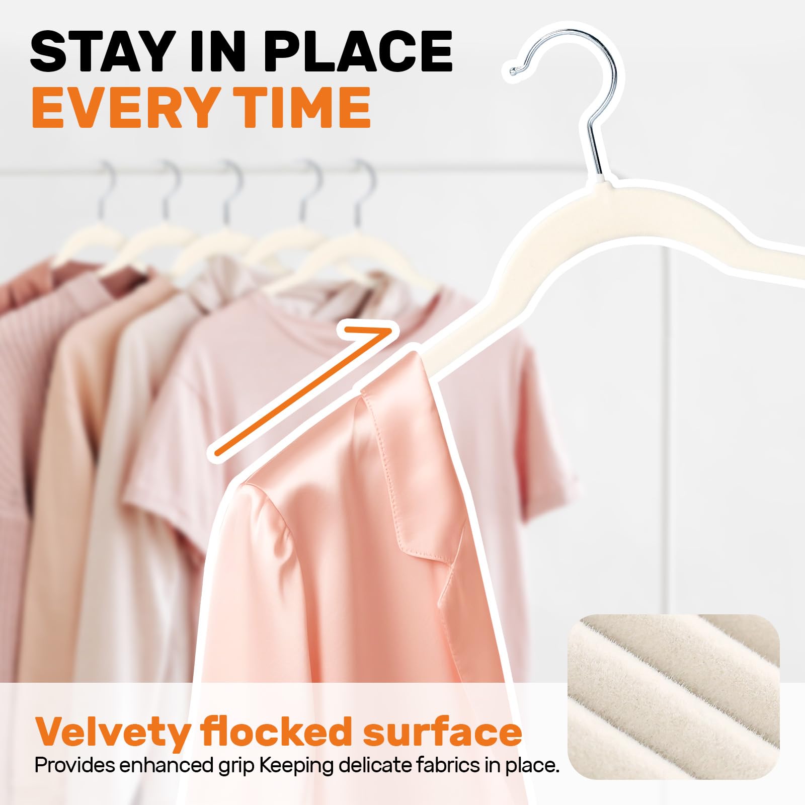 Sishynio velvet hangers with 360° swivel hook for easy access.