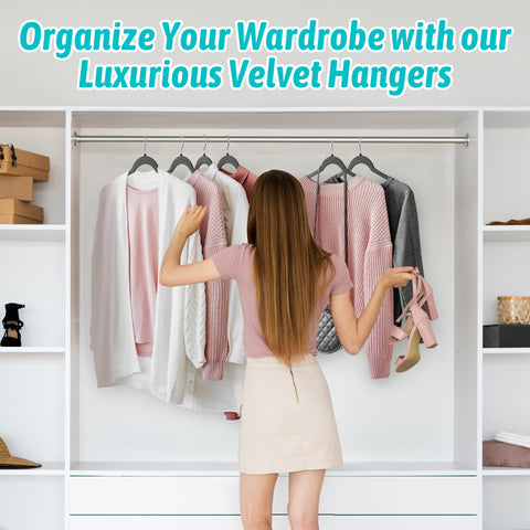 Sishynio 30-pack velvet hangers cover full wardrobe needs.