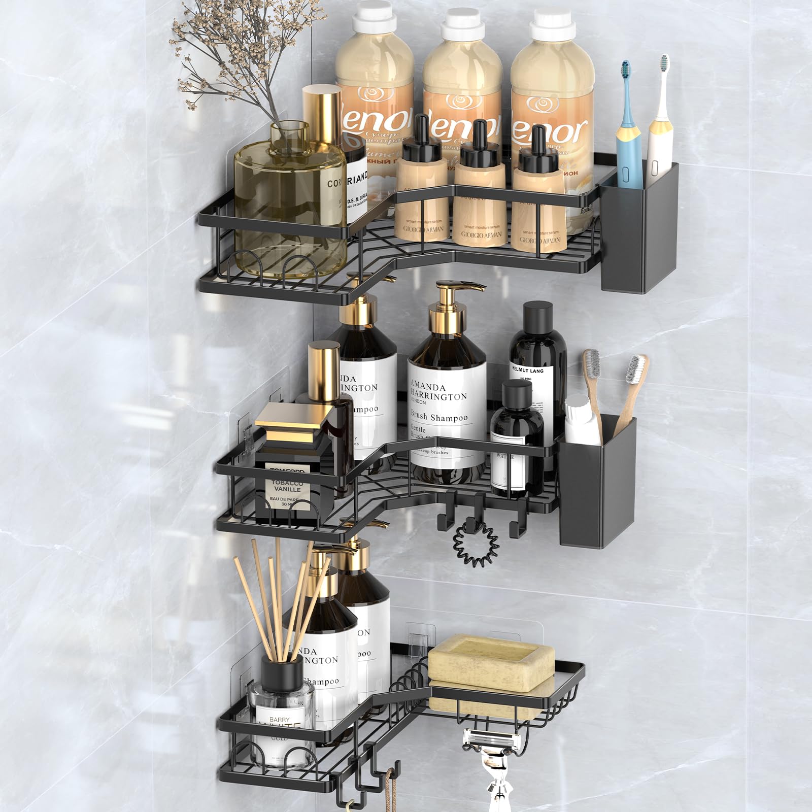 Sitlais corner shower caddy large shelf keeps shampoos within reach
