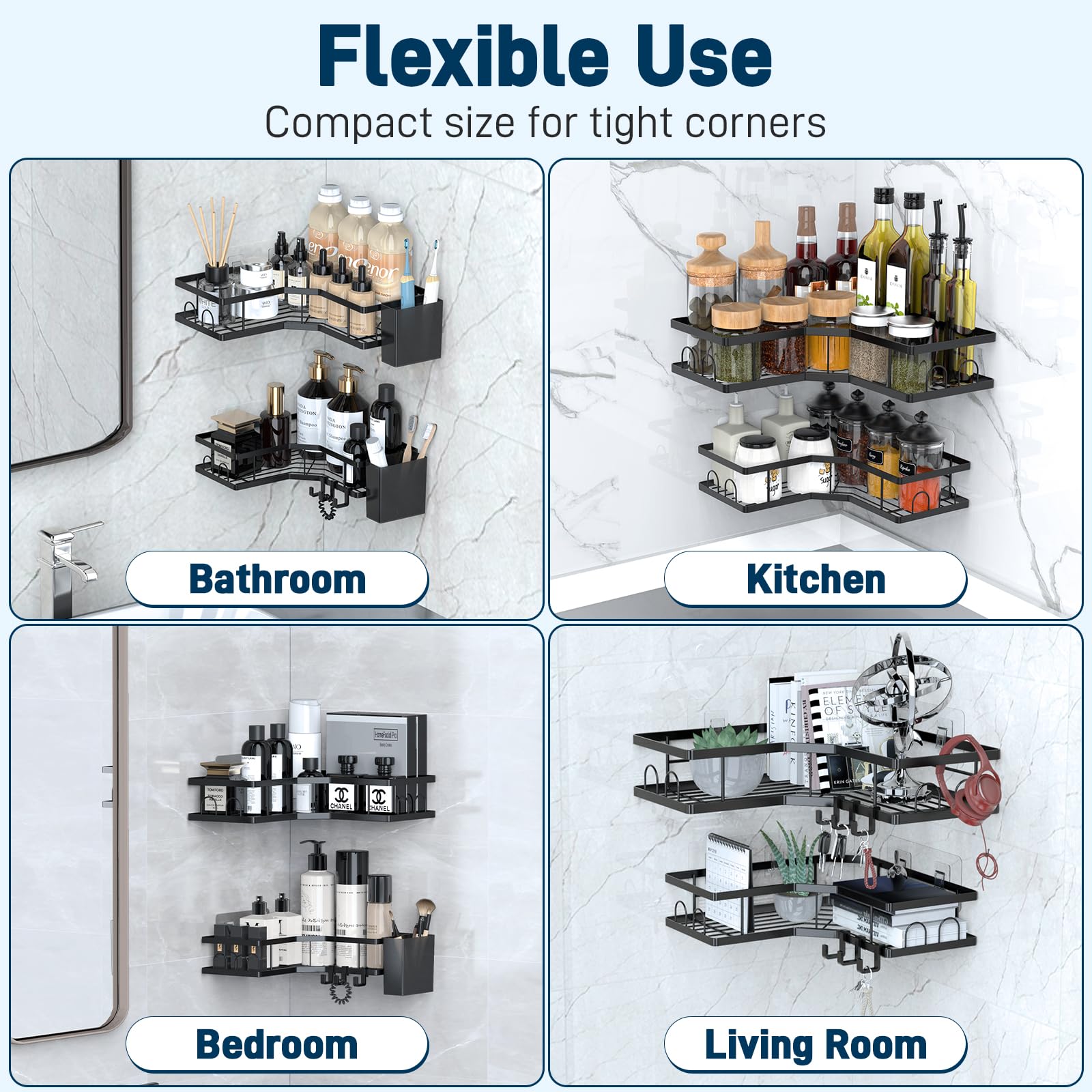 Sitlais corner shower caddy removable hooks offer flexible organization