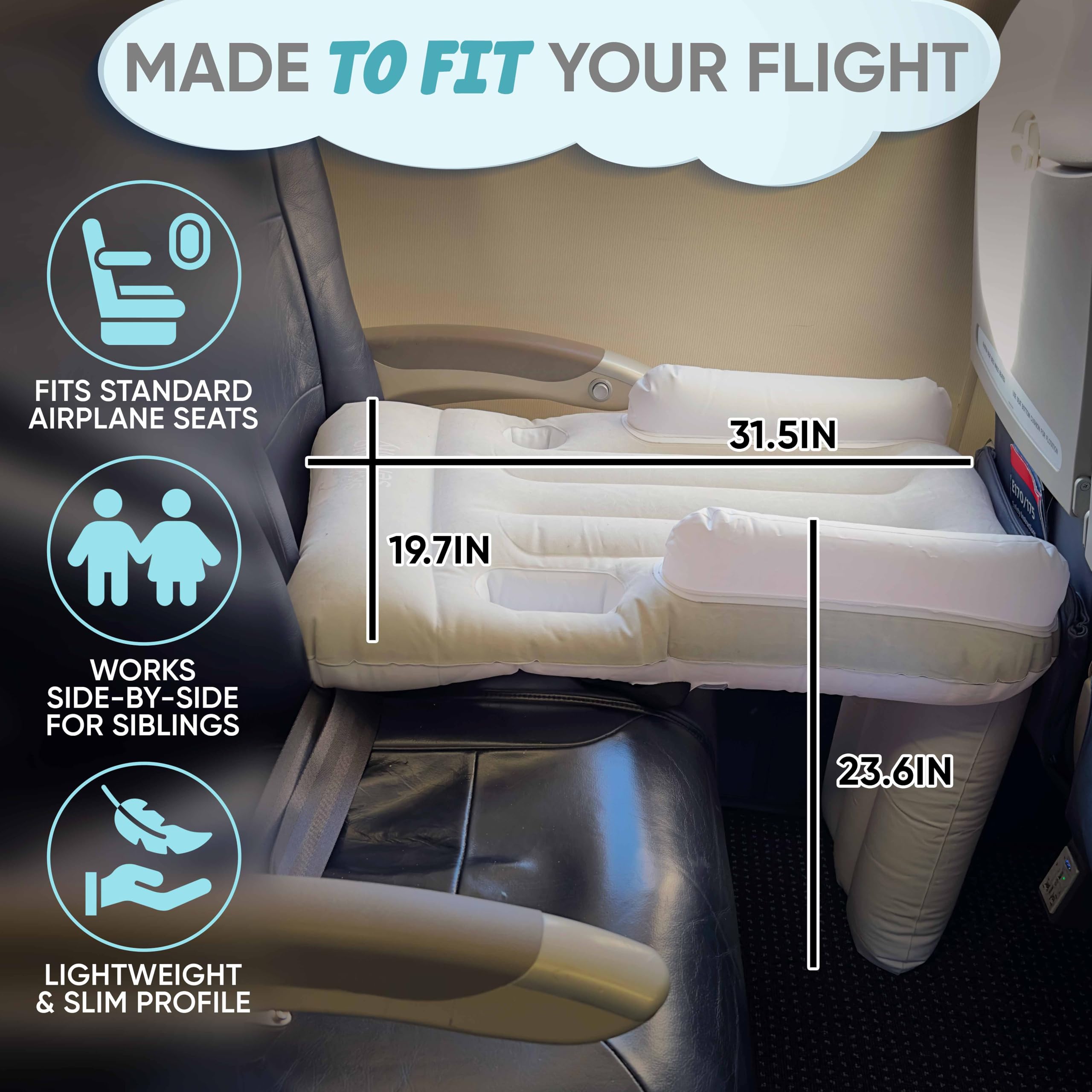 Sittina Toddler Airplane Bed neck pillow attached for neck support