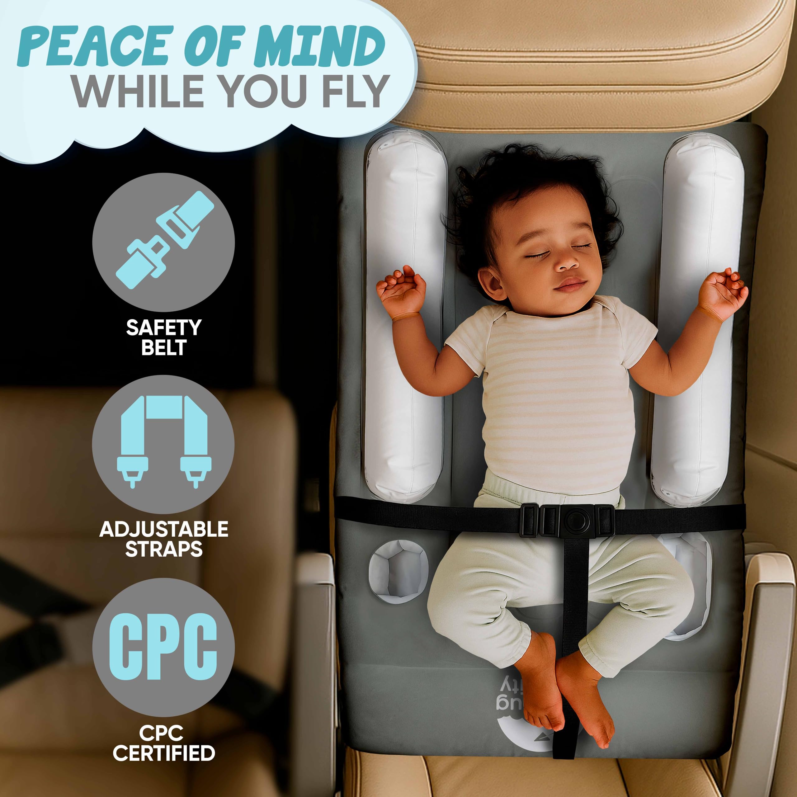 Sittina Toddler Airplane Bed side bumpers prevent rolling during naps