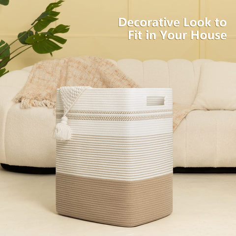 Two-tone weave suits Mid-Century to Scandi-Boho spaces.
