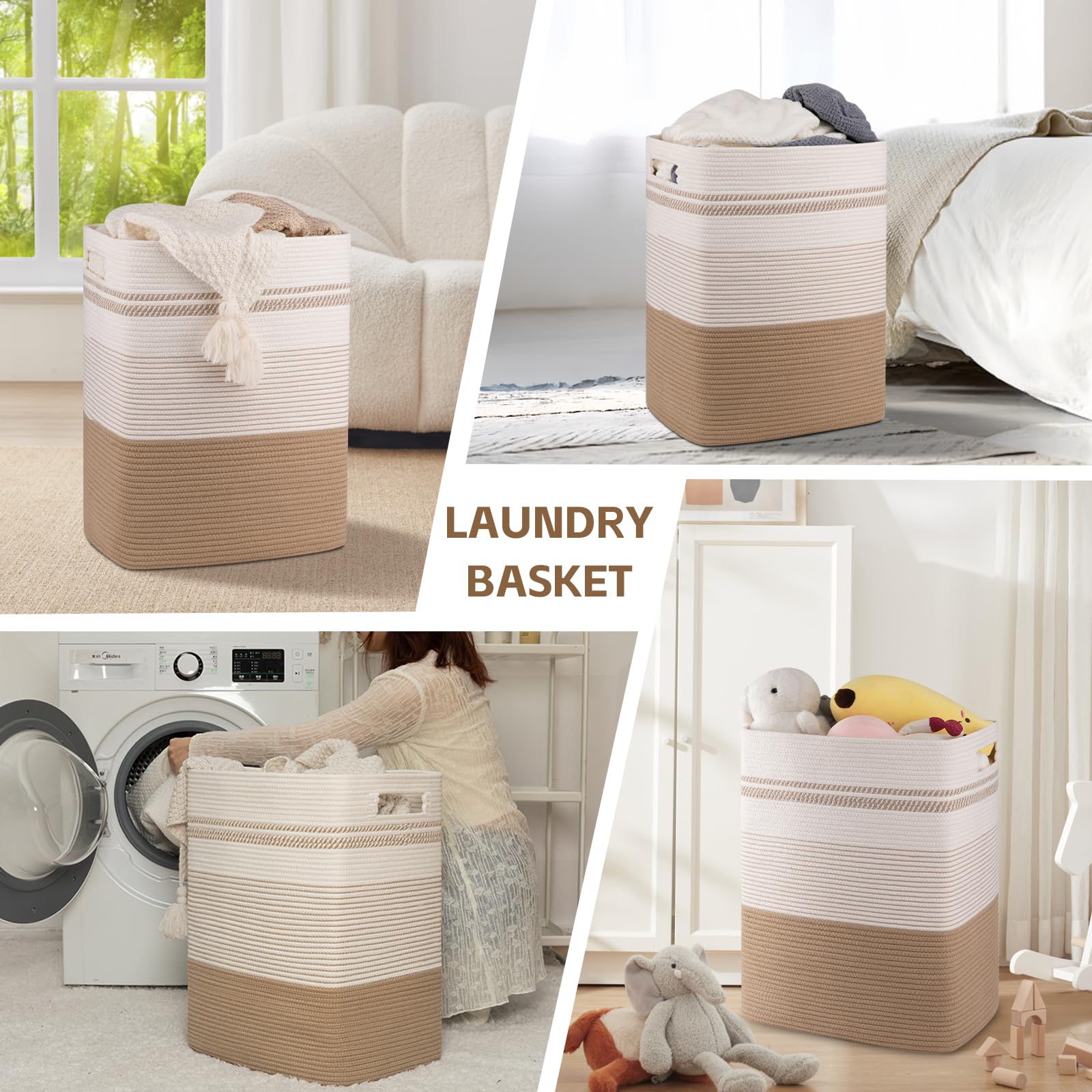 Versatile storage for blankets, toys, mats, or pillows in any room.