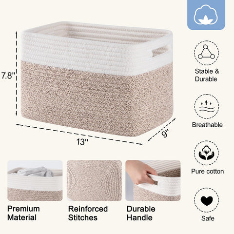 SixDOVE cube rope basket in nursery for toys and blankets.