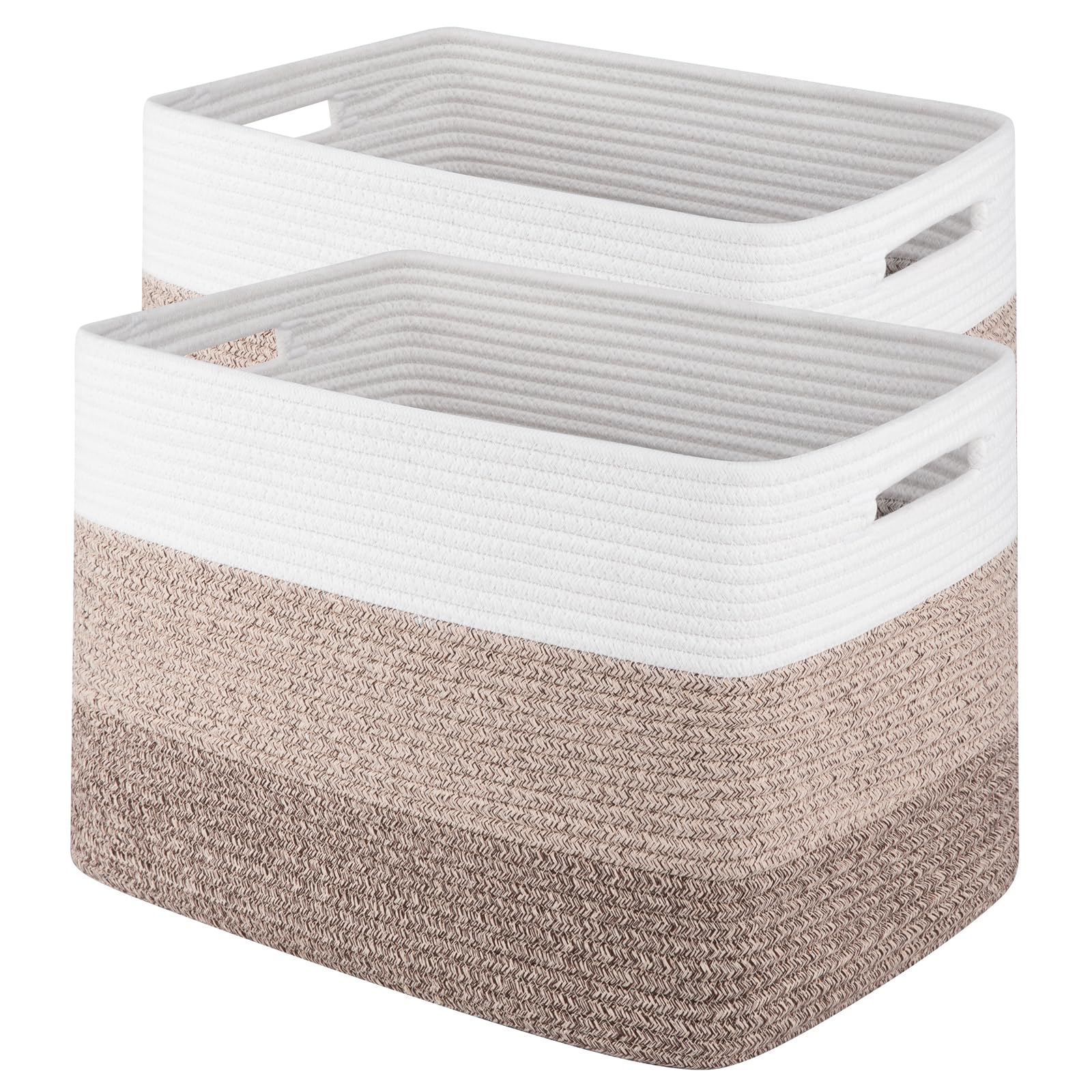 SIXDOVE gradient brown storage baskets 2-pack on a shelf, durable and stylish.
