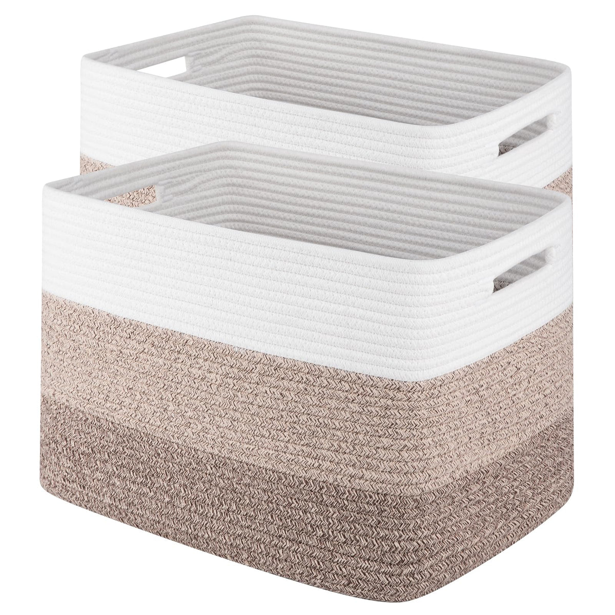 SIXDOVE gradient brown storage baskets 2-pack on a shelf, durable and stylish.