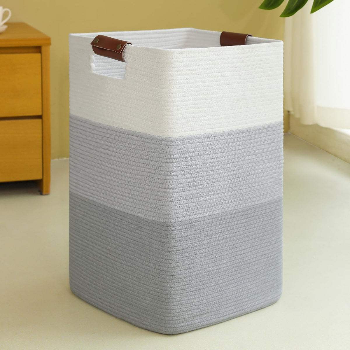 SIXDOVE 96L gradient grey laundry hamper in a woven design for spacious storage.