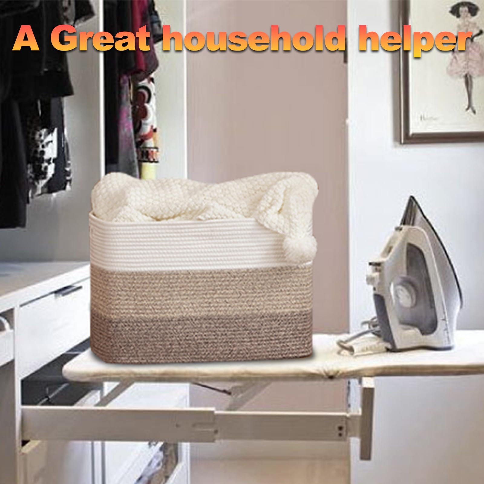 Rectangle SIXDOVE basket on a closet shelf for organized storage.
