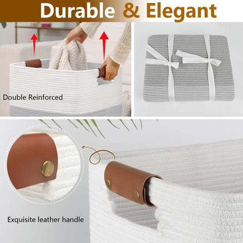 SIXDOVE woven blanket storage basket ideal for blankets and pillows in living spaces.