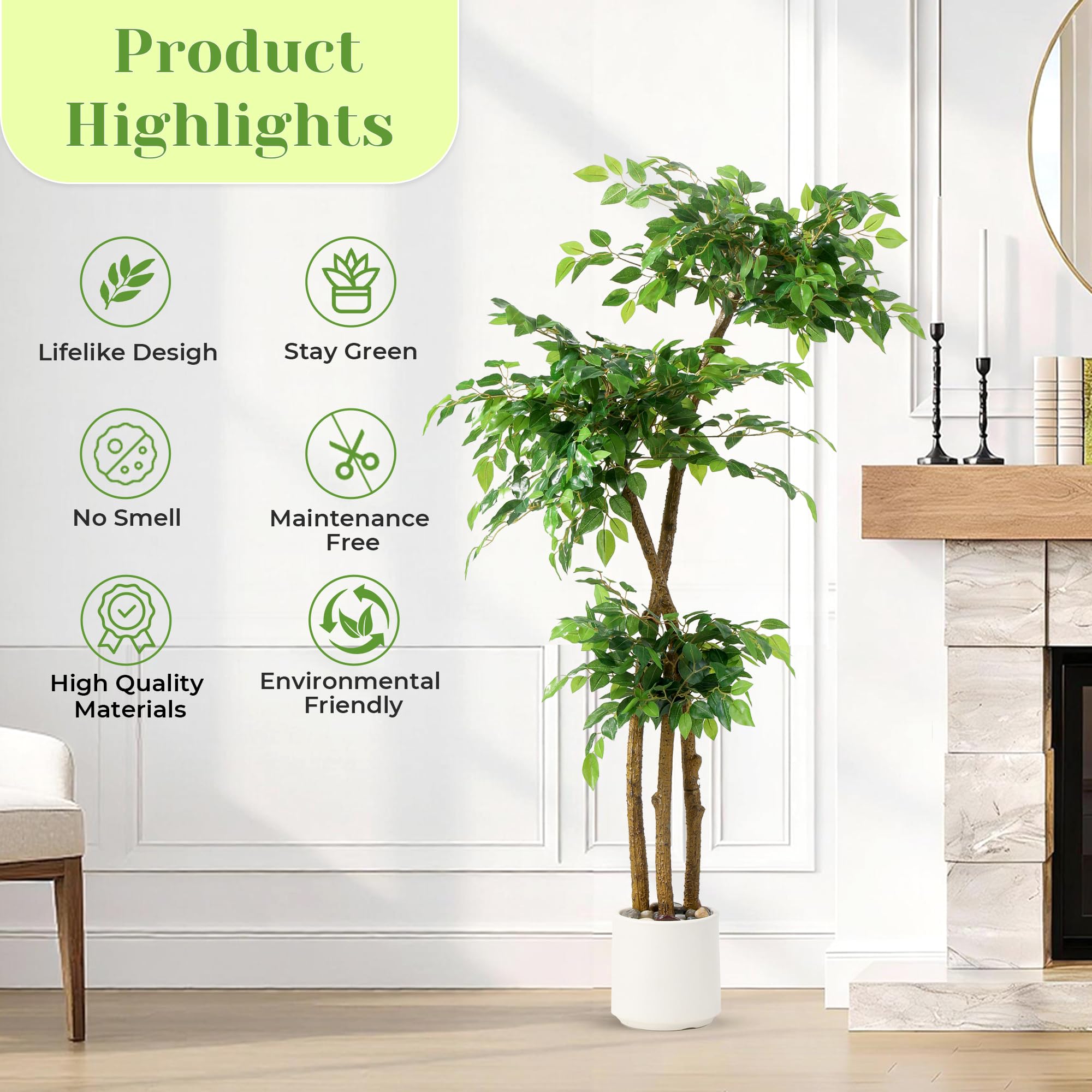 Adjustable branches on the SIYEGIFT ficus tree for customizable fullness