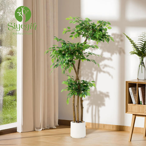 Close‑up of lifelike ficus leaves on a SIYEGIFT tree