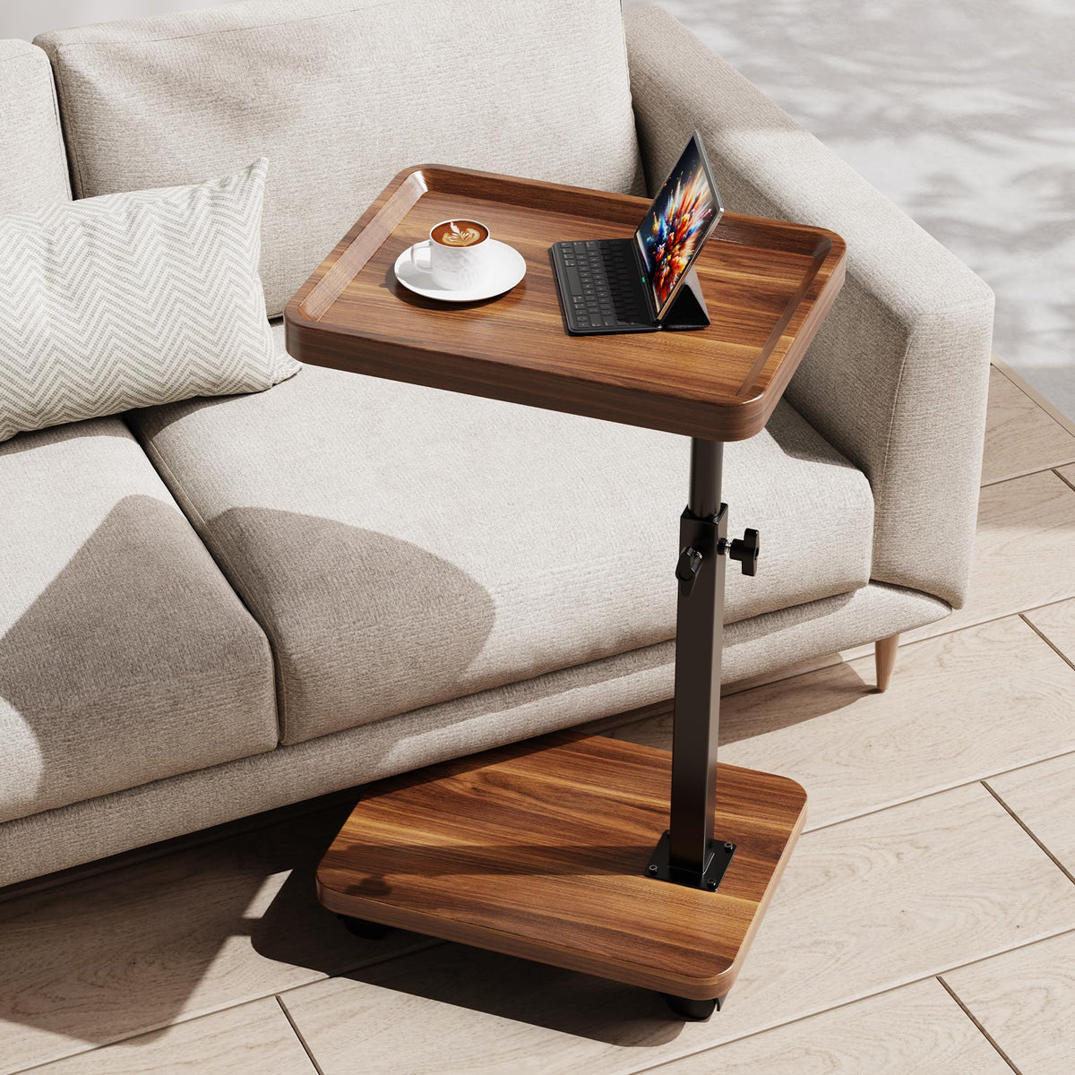 SJIE C Table End Table adjustable height for sofa use and bedside setup.