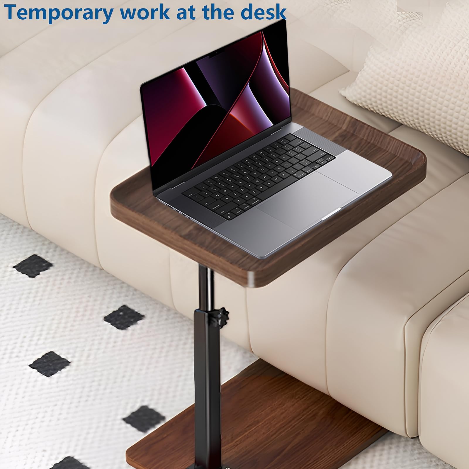 SJIE C Table End Table walnut finish adds warm style to any room.