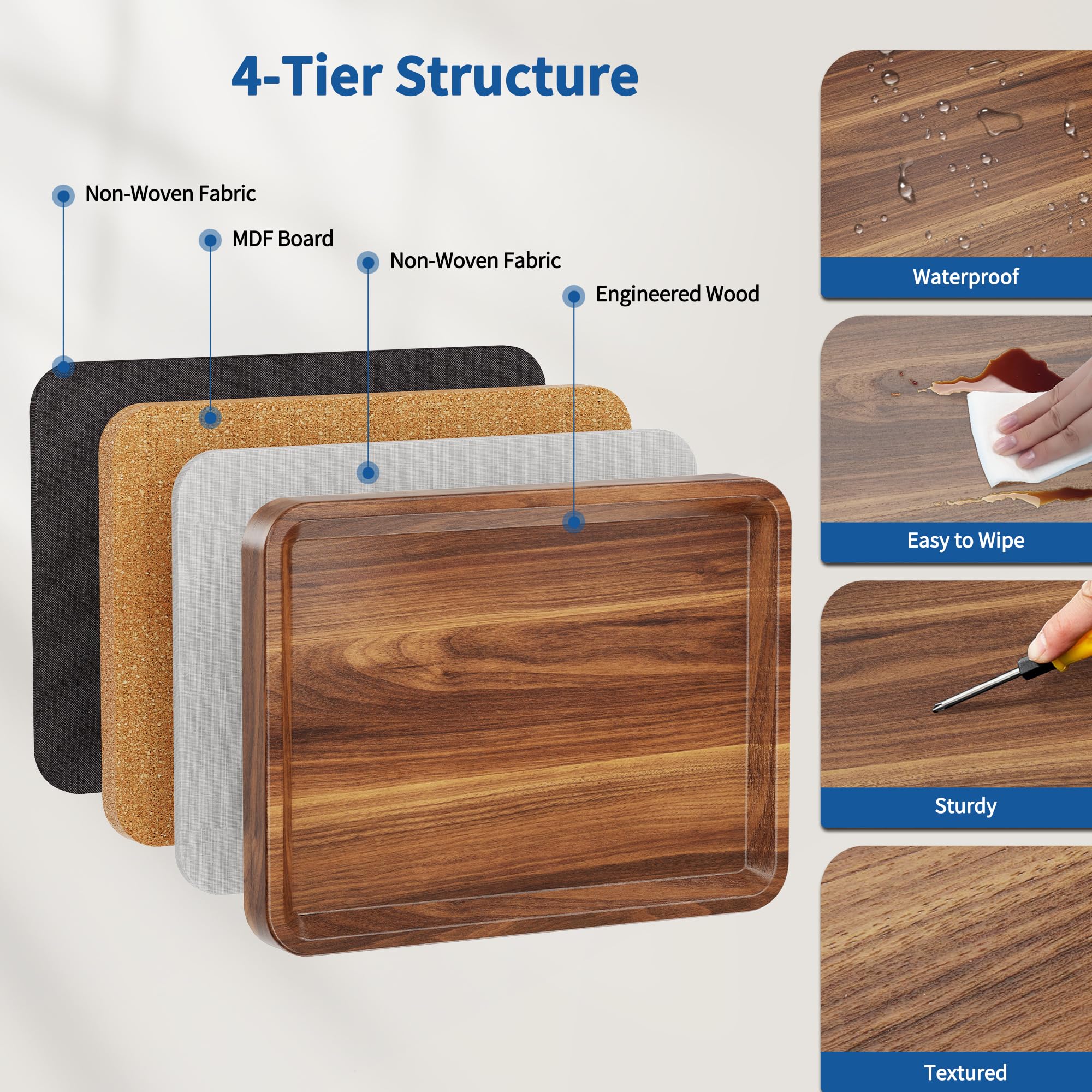 SJIE C Table End Table wood top suits laptops and light meals.
