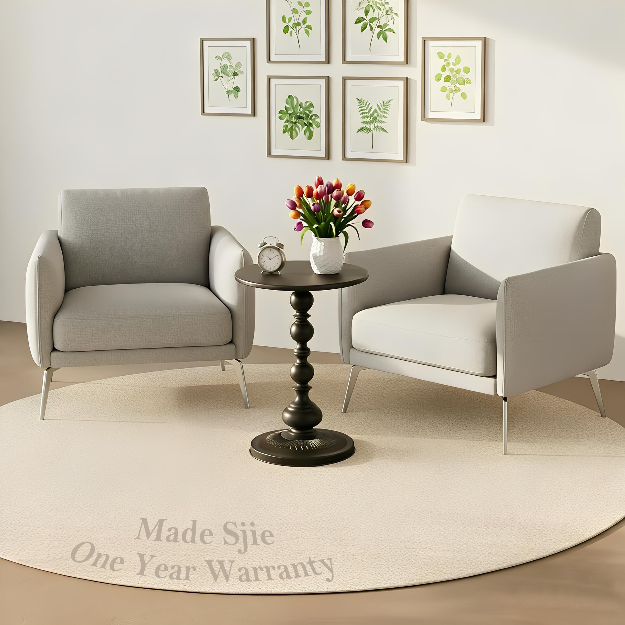 SJIE side table pedestal base texture adds stability and style.