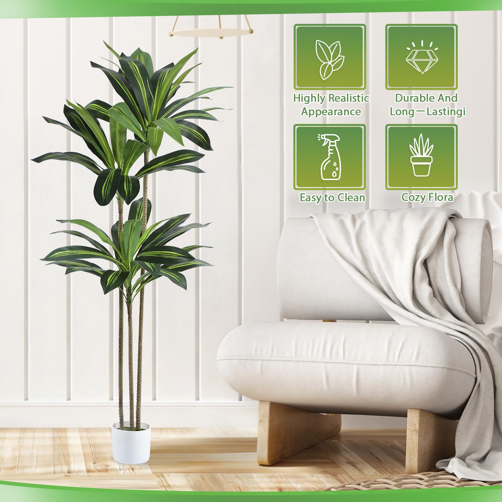 Skcoipsra living room display featuring realistic plant accent.